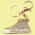 Bassin and Brown Crystal Rhinestone Sneaker Keyring - White and Gold