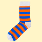 Bassin and Brown Tathame Hooped Stripe Socks - Blue, Orange and Grey