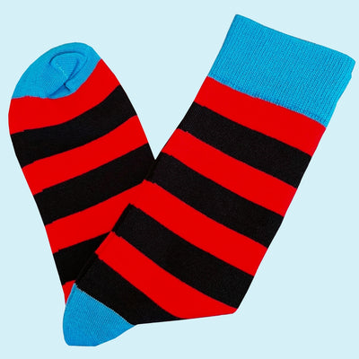 Bassin and Brown Tathame Hooped Stripe Socks - Red, Black and Blue
