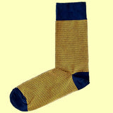 Bassin and Brown Thin Stripe Cotton Socks - Yellow And Navy