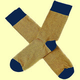 Bassin and Brown Thin Stripe Cotton Socks - Yellow And Navy
