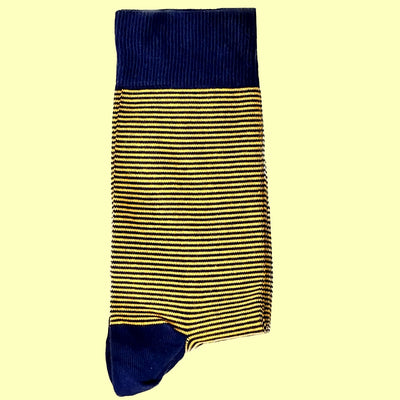 Bassin and Brown Thin Stripe Cotton Socks - Yellow And Navy