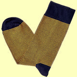 Bassin and Brown Thin Stripe Cotton Socks - Yellow And Navy