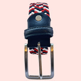 Bassin And Brown Calstock Triple Stripe Woven Elasticated Belt - Red, White and Black