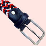 Bassin And Brown Calstock Triple Stripe Woven Elasticated Belt - Red, White and Black