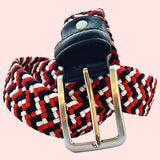 Bassin And Brown Calstock Triple Stripe Woven Elasticated Belt - Red, White and Black
