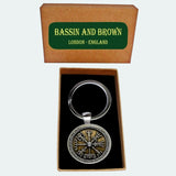 Bassin And Brown Viking Norse Symbol Keyring - Green And Antique Silver