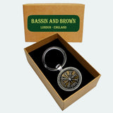 Bassin And Brown Viking Norse Symbol Keyring - Green And Antique Silver