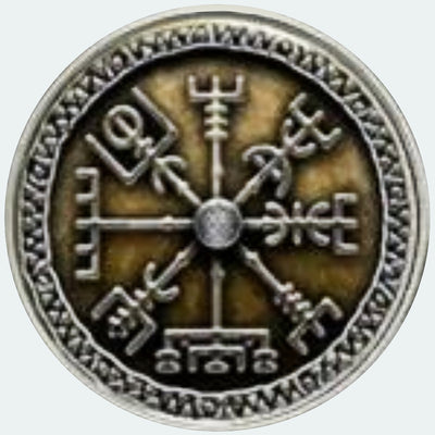 Bassin And Brown Viking Norse Symbol Keyring - Green And Antique Silver