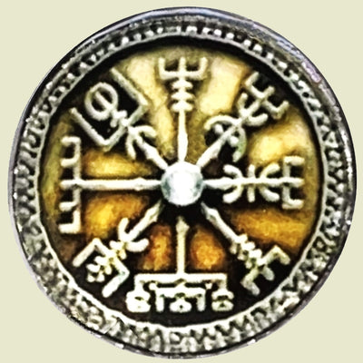 Bassin And Brown Viking Norse Symbol Cufflinks - Green And Antique Silver