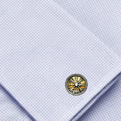 Bassin And Brown Viking Norse Symbol Cufflinks - Green And Antique Silver