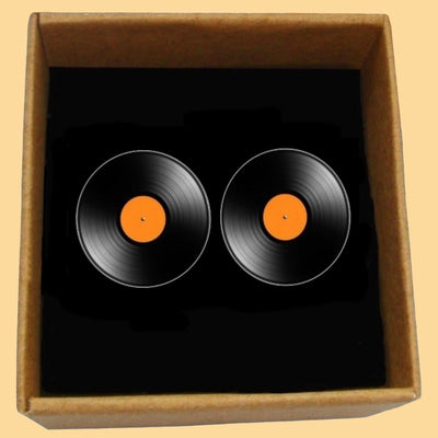 Bassin and Brown Vinyl Disc Cufflinks - Orange and Black