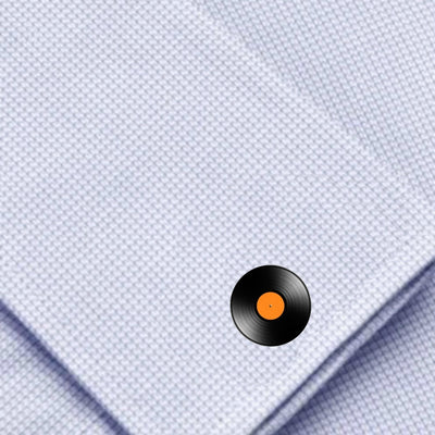 Bassin and Brown Vinyl Disc Cufflinks - Orange and Black