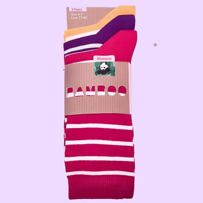 Bassin and Brown Women's Stripe Three-Pack Bamboo Socks – Assorted Colours