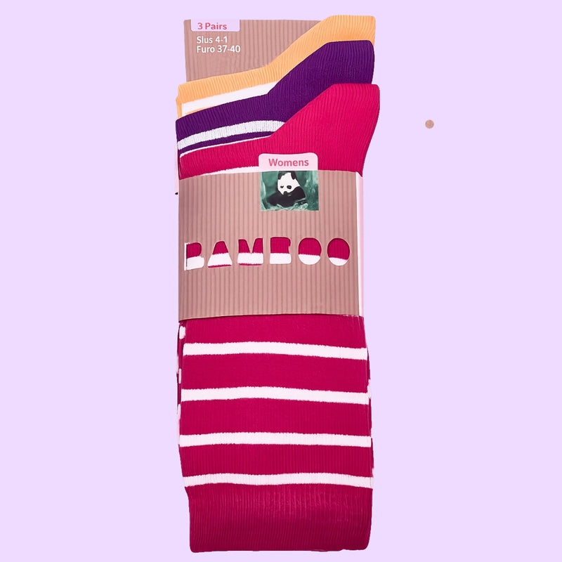 Bassin and Brown Women's Stripe Three-Pack Bamboo Socks – Assorted Colours