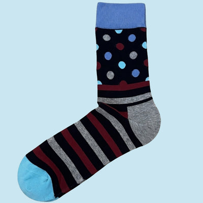 Bassin and Brown Walton Spotted and Striped Men’s Socks – Navy, Grey, Wine and Blue