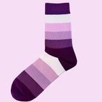 Bassin and Brown Warricke Multi-Coloured Stripe Socks – Purple, Lilac and White