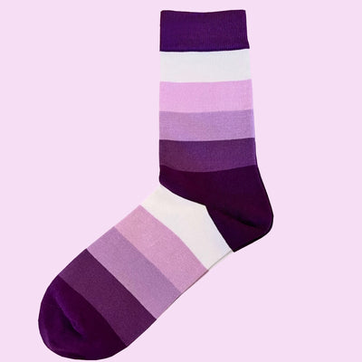 Bassin and Brown Warricke Multi-Coloured Stripe Socks – Purple, Lilac and White