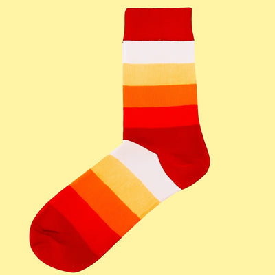 Bassin and Brown Warricke Multi Stripe Socks - Red, Orange, Peach and White