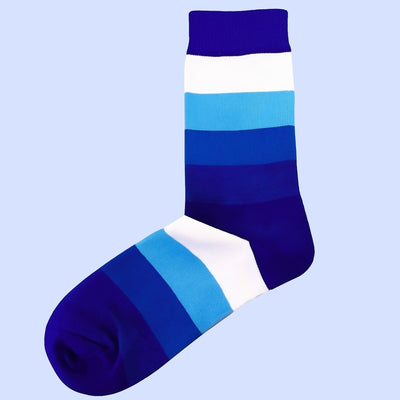 Bassin and Brown Warricke Multi Stripe Socks - Royal Blue, Azure Blue, and White