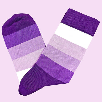 Bassin and Brown Warricke Multi-Coloured Stripe Socks – Purple, Lilac and White