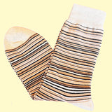 Bassin and Brown Westcotte Multi Thin Striped Socks - Beige, Fawn and Black
