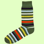 Bassin and Brown Windridge Stripe Socks – Green, Red, Blue, Beige and Lime
