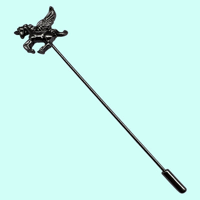 Bassin and Brown Winged Unicorn Jacket Lapel Pin – Gunmetal Black