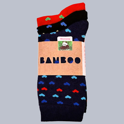 Bassin and Brown Women's Heart Three-Pack Bamboo Socks – Assorted Colours