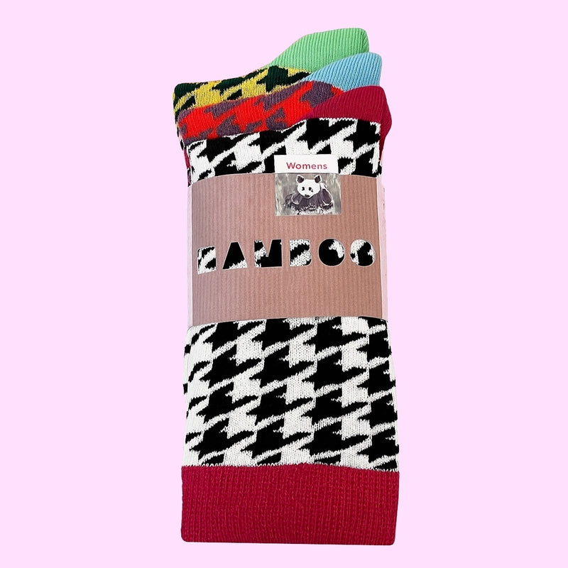 Bassin and Brown Women’s Bamboo Socks – Houndstooth Three-Pack (Assorted Colours)