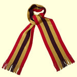 Bassin and Brown Wrathall Stripe Wool Scarf - Gold, Brown and Red
