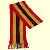 Bassin and Brown Wrathall Stripe Wool Scarf - Gold, Brown and Red