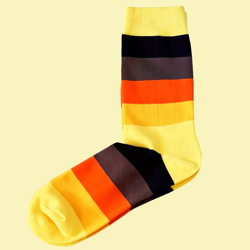 Bassin and Brown Multi Stripe Socks -Yellow, Orange, Brown, Black and Gold.