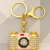 Bassin And Brown Crystal Camera Rhinestone Keyring - Gold, White, Black and Red