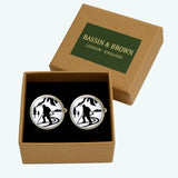 Bassin and Brown Skier Cufflinks – Black and White Winter Sports Design