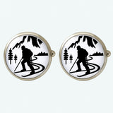 Bassin and Brown Skier Cufflinks – Black and White Winter Sports Design