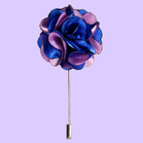 Bassin and Brown Floral Lapel Pin - Blue/Lilac