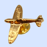 Bassin and Brown Spitfire Airplane Lapel Pin - Gold