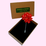 Bassin and Brown Spot Flower Jacket Lapel Pin - Red and Yellow