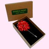 Bassin and Brown Spot Flower Jacket Lapel Pin - Red and Yellow