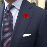 Bassin and Brown Spot Flower Jacket Lapel Pin - Red and White