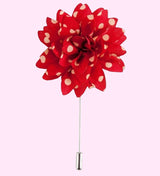 Bassin and Brown Spot Flower Jacket Lapel Pin - Red and Yellow