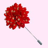 Bassin and Brown Spot Flower Jacket Lapel Pin - Red and Yellow