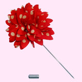 Bassin and Brown Spot Flower Jacket Lapel Pin - Red and Yellow