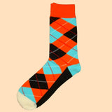 Bassin and Brown Argyle Socks - Orange, Black and Blue