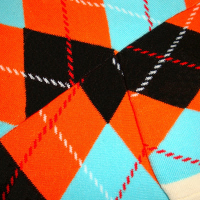 Bassin and Brown Argyle Socks - Orange, Black and Blue