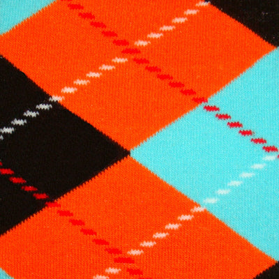 Bassin and Brown Argyle Socks - Orange, Black and Blue