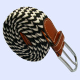 Bassin and Brown Stripe Elasticated Woven Belt - Black and White