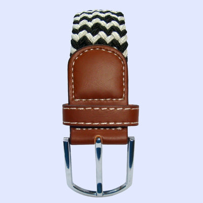 Bassin and Brown Stripe Elasticated Woven Belt - Black and White