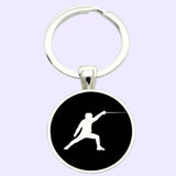Bassin and Brown Fencing Keyring - Black and White